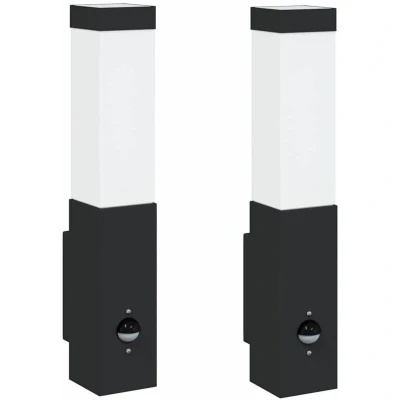 Image of Outdoor Wall Lights with Sensor 2 pcs Black Stainless Steel IP44 vidaXL