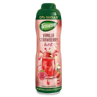Image of Teisseire Strawberry &amp; Vanilla Drink Syrup 0% 600 ml that tastes just like the fruit