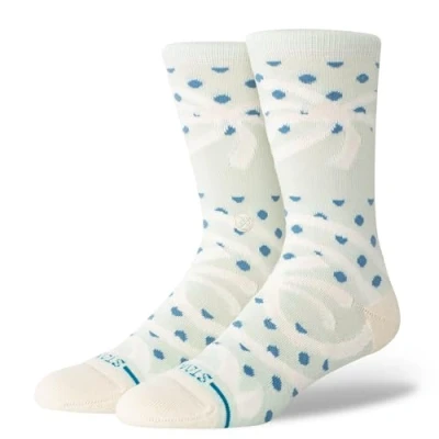 Image of Stance Crew Socks Wade Collection PALM TWIST, White, Large (35&#039;&#039; 38&#039;&#039;)