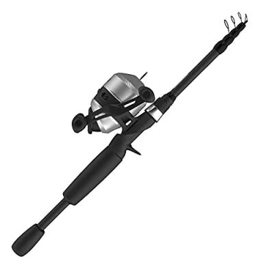 Image of Zebco 33 Spincast Reel and Telescopic Fishing Rod Combo, Extendable 22.5 Inch to 6 Foot E Glass Pole, Size 30 Reel, Quickset Anti Reverse with Bite Alert, Silver/Black