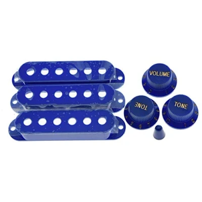 Image of Dopro ST Strat Pickup Covers Knobs and 14 Way Switch Tip Cap Blue