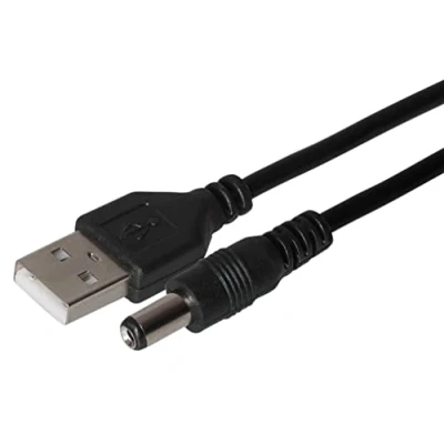 Image of Maplin Power Supply Cable USB A to 5.5 x 2.1 10mm Plug, 1m