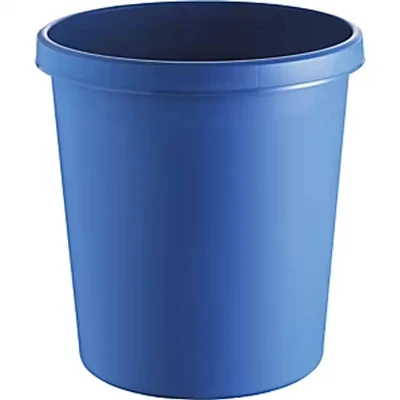 Image of Helit H6105834 The German, waste paper basket, 18 litres, blue, with all round handle, made of plastic, 1 piece