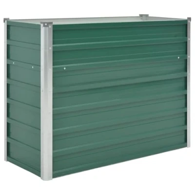 Image of vidaXL Raised Garden Bed Galvanised Steel Suitable for Patios, Balconies or Gardens Ample Planting Space Flowers, Herbs and Vegetables Weather Resistant Green
