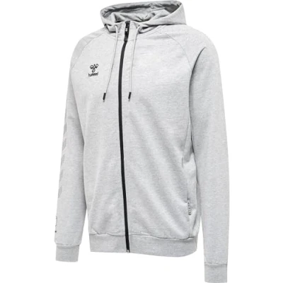 Image of hummel Unisex Hmlmove Grid Cotton Zip Hoodie Hooded Sweatshirt Grey Melange
