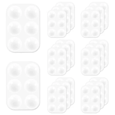 Image of 20PCS Paint Tray Palette, Rectangular Palette with 6 Wells White Plastic Mixing Colour Palettes for Kids Adults Artist DIY Craft Art Painting