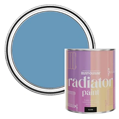 Image of Rust Oleum Blue Heat Resistant Radiator Paint in Gloss Finish Cornflower 750ml