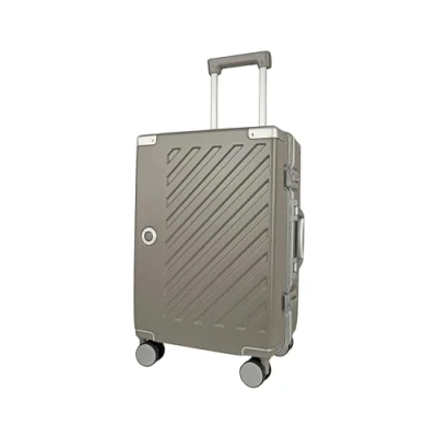 Image of 100% Polycarbonate Zipperless Small Suitcase, Hardshell Carry On Luggage with Double TSA Locks and 4 Wheels, Aluminium Alloy Handle, Flight Case for Travel in Khaki Grey