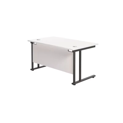 Image of Jemini Rectangular Double Upright Cantilever Desk 1400x800x730mm White/Black KF819691