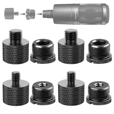 Image of IXTECH Mic Stand Adapter Set 8 pieces Metal Microphone Screw Thread 5/8 Female to 3/8 Male 1/4 Tripod ADP02A Blck
