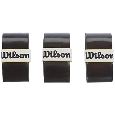 Image of Wilson Unisex Pro Comfort Tennis Racket Overgrip, Black, Pack of 3 UK