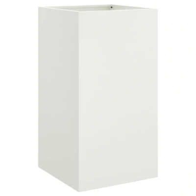 Image of vidaXL White Cold Rolled Steel Planter Rectangular Garden/Patio Plant Container 42x38x75 cm, Durable Smooth Finish, Easy to Assemble