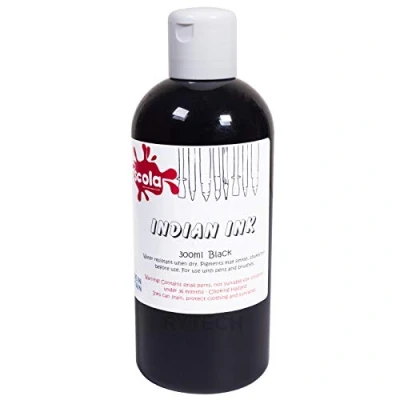 Image of Scola 300ml Black Indian Drawing Ink Water Based Artist Pigment