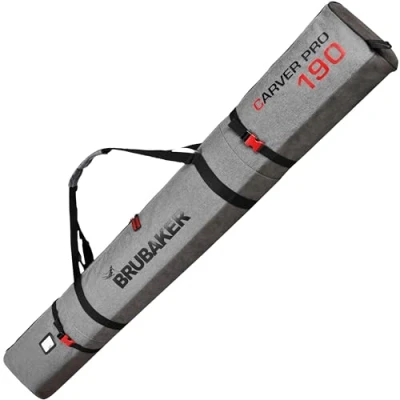 Image of BRUBAKER &#039;Carver Performance&#039; Padded Ski Bag for 1 Pair of and Poles Black/Grey 190 cm / 74 3/4&quot;