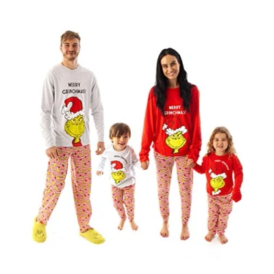Image of The Grinch Girls Pyjama Set Kids Christmas Long Sleeve Leg Graphic PJs Xmas Festive Movie Nightwear Pajama Merchandise Gift for Children Red