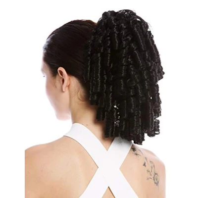 Image of WIG ME UP N900A+2 V 1B Ponytail Hairpiece Extensions elaborate baroque ringlets corkscrew curls voluminous black 12inch