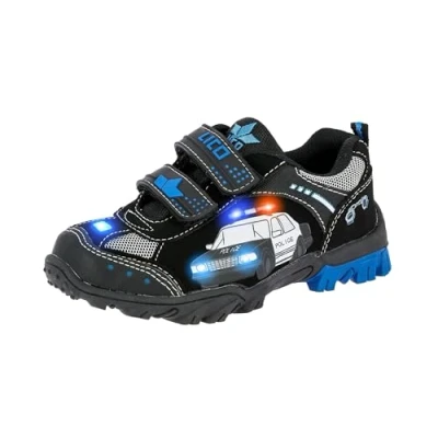 Image of Lico Chief V Blinky Low Top Sneakers, Black (Schwarz/Royalblau/Silber Schwarz/Royalblau/Silber), 10 UK Child