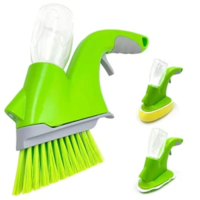 Image of All Surface Bathroom Cleaning Brush , Multipurpose Spray Brush, Kitchen, Shower, Bath &amp; Wall Tile Cleaner Grout Includes 3 Attachments: Pad Sponge (4in1 Brush)