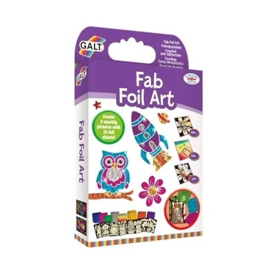 Image of Galt Fab Foil Art Creative Craft Kits for Kids and Childrens Fun Activity Set Girls Boys Includes Guide Book, 25 Colourful Sheets 8 Sparkly Pictures Age 6 Years Plus