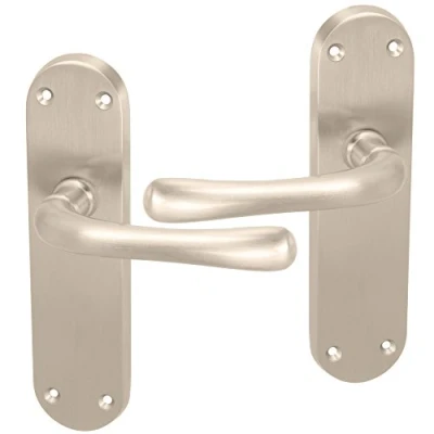 Image of Stylish Lever Latch Internal Door Handles 170mm x 45mm Satin Nickel Finish (2 Pairs)