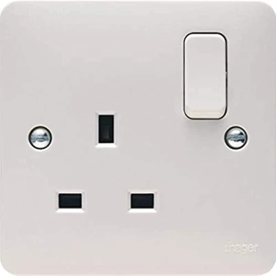 Image of Hager 13A 1 Gang Double Pole Switched Socket Sollysta Range