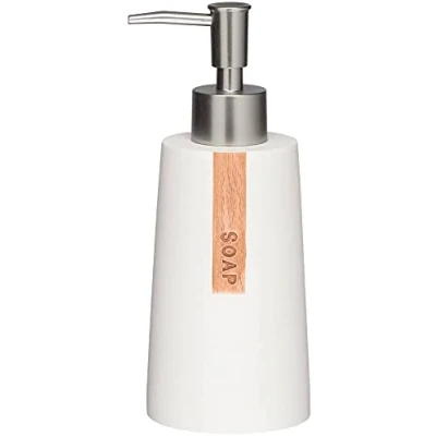 Image of Sealskin Pierra Soap Dispenser, Polyresin, White, 7.4 x 18.5 7.3 cm