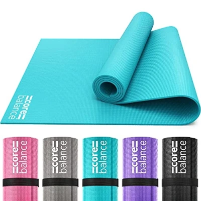 Image of Core Balance Yoga Mat With Strap 6mm Thick Non Slip Foam For Home Exercise (Teal)
