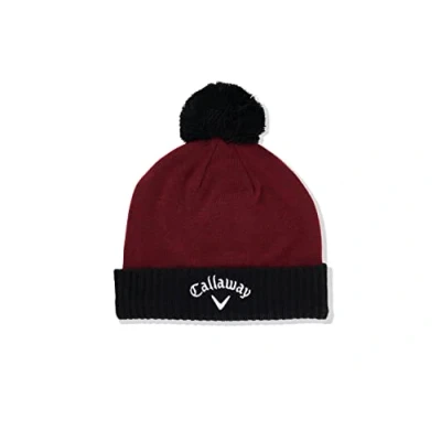 Image of Callaway Men&#039;s Mens Pom 23 Beanie Hat, Wine/Black, One Size UK