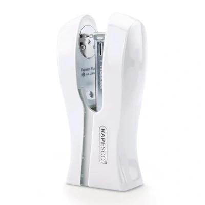Image of Rapesco 1319 Stand Up/Space Saving Stapler, 20 Sheet Capacity, White