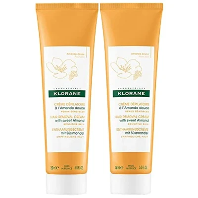 Image of Klorane Hair Removal Cream with Sweet Almond 2 x 150ml