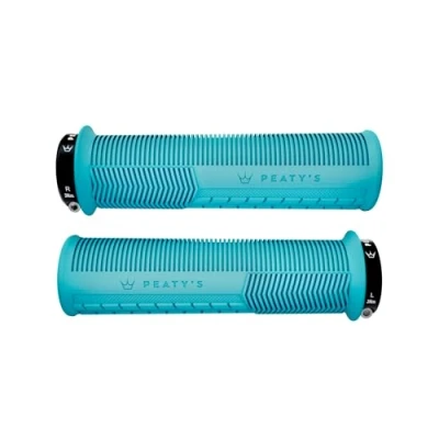 Image of Peaty&#039;s Monarch Grips Blue/Mushroom/Thick Trail Comfort, Durable, Ergonomic Finger Bars, Support Thumb Pad, All Day Riding, Weather &amp; Terrain, MTB Enduro Downhill Ebike Mountain Bike
