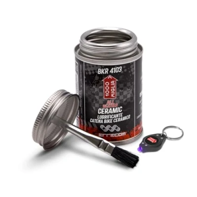 Image of Errecom 1000 Miglia BKR 4103 CERAMIC All Weather Lube Bike Chain for Conditions 240 ml, fluorescent and scented formula, In One Can, Brush included