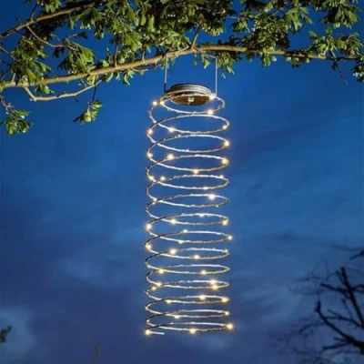 Image of Mega Hanging Spiralight 55 Warm White LEDs Solar Powered Garden Lighting
