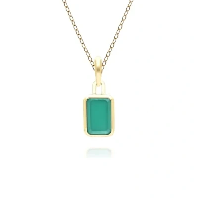 Image of Classic Baguette Chalcedony Pendant Necklace in 9ct Yellow Gold