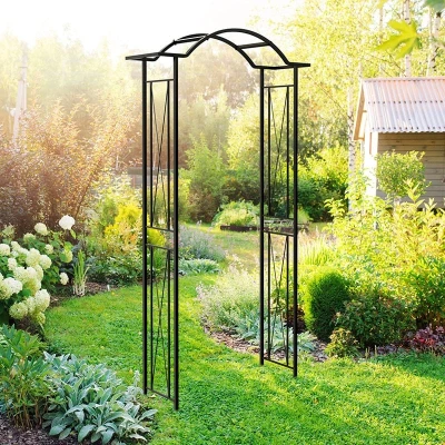 Image of Panacea Camberwell Wave Top Metal Garden Arch 7&#039;4 x 4&#039;