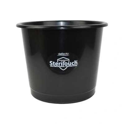 Image of Deflecto Essential Range 14 Litre Waste Bin with Antimicrobial Black Bedroom Paper Bins For Bedrooms Dustbin Kitchen Office