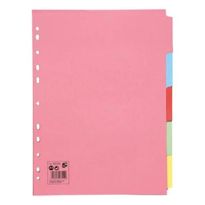 Image of 5 Star Office Subject Dividers Part Recycled Card Multipunched 155gsm A4 Assorted [Pack 10] + Free finchley Refill Pen (2)