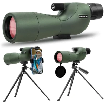 Image of 25 75X60 Spotting Scopes for Target Shooting, Hunting, Bird Watching, Wildlife Watching. Low Light Vision Scope with Metal Tripod, Phone Adapter, Carry Case, BAK4 Prism, FMC Lens, Anti Fog