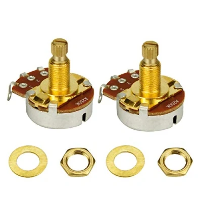 Image of FLEOR 2PCS Full Size A250K Audio Taper Potentiometer Guitar Tone Volume Control Pots L18mm Gold plated Copper Long Split Shaft