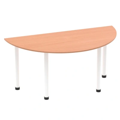 Image of Impulse 1600mm Semi Circle Table Beech Top White Post Leg