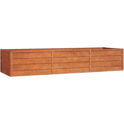 Image of vidaXL Rectangular Weather Resistant Corten Steel Raised Garden Bed for Herbs, Flowers, and Vegetables, Rusty Brown, 240x80x45 cm
