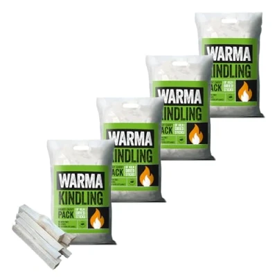 Image of 4 x Carry Bags Warma Premium Kindling Tinder Dry Wood Burning Easy to Light For Starting Open Fires Log Burners Stoves Fire Pits Chimenea Camping Festival Outdoor Holiday Garden Barbecue BBQ