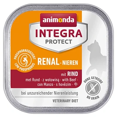 Image of animonda Integra Protect Nieren (Renal) cat, wet food for chronic renal insufficiency, with beef, 16 x 100g
