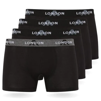 Image of FM London 4/8 Pack Mens Boxers with Elastic Waist Soft Boxer Shorts Men, Stretch Fit Underwear for Everyday Wear Fitted Hipster Men