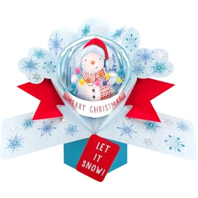 Image of Magical Snowman Snowglobe Christmas Pop Up Greeting Card XPOP073