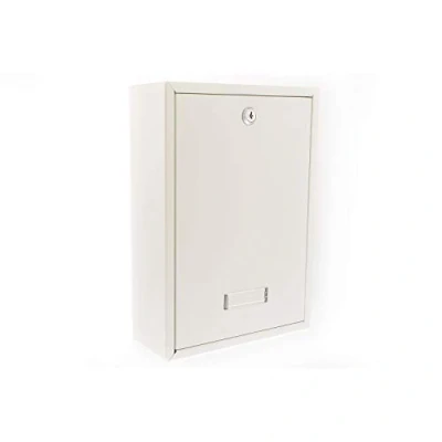 Image of Burg Wachter MB11 Forth Rear Access Gate &amp; Wall Mounted Galvanised Steel Lockable Weatherproof Post Box White 25x35x10cm