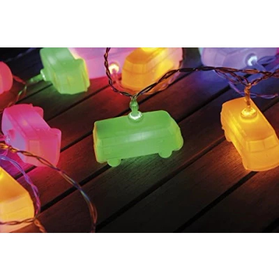Image of BRISA VW Collection Volkswagen 3D Indoor Battery String Lights Party Fairy Lighting T1 Bus Campervan Design (Classic Bus/Multicolor/9.8 feet/3m)