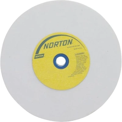 Image of Norton Premium White Bench and Pedestal Abrasive Wheel, Type 01 Straight, Aluminum Oxide, 1&quot; Arbor, 6&quot; Diameter X Thickness, Grit Medium 60 (Pack of 1)