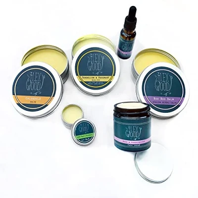 Image of The Ilex Wood Vegan Ultimate 100% Natural Beauty skin Care Gift Box For irritation, scrapes, bites, stings soothes rashes, itching, dry skin, eczema, chapped skin. Handmade in UK.