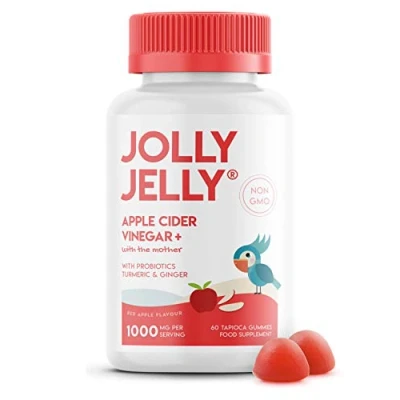 Image of Apple Cider Vinegar Gummies with The Mother 1000mg Enhanced Turmeric, Ginger &amp; Probiotics Unfiltered Raw 60 Vegan
